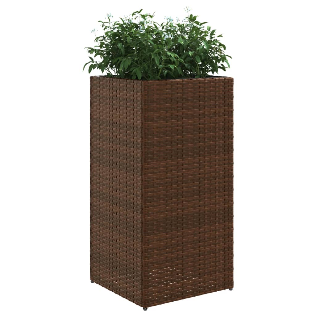 vidaXL Donice ogrodowe, 2 szt., brązowe, 40x40x80 cm, rattan PE