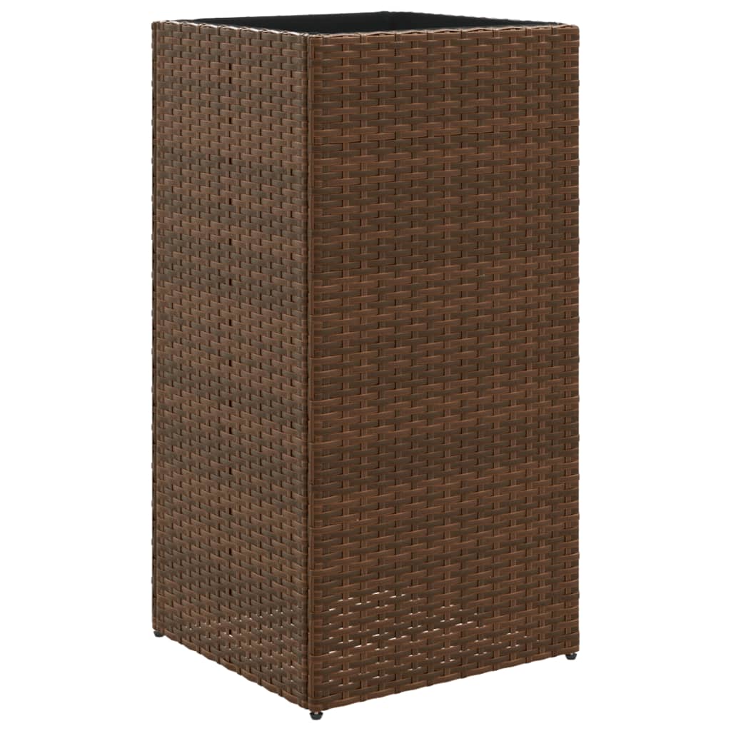 vidaXL Donice ogrodowe, 2 szt., brązowe, 40x40x80 cm, rattan PE