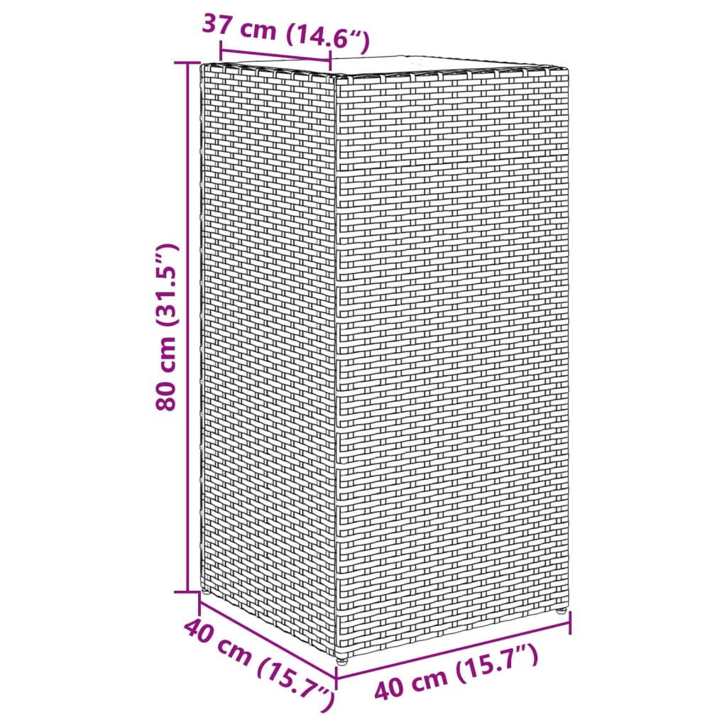 vidaXL Donice ogrodowe, 2 szt., brązowe, 40x40x80 cm, rattan PE