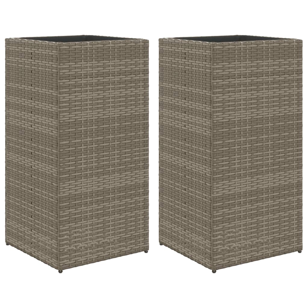 vidaXL Donice ogrodowe, 2 szt., szare, 40x40x80 cm, rattan PE