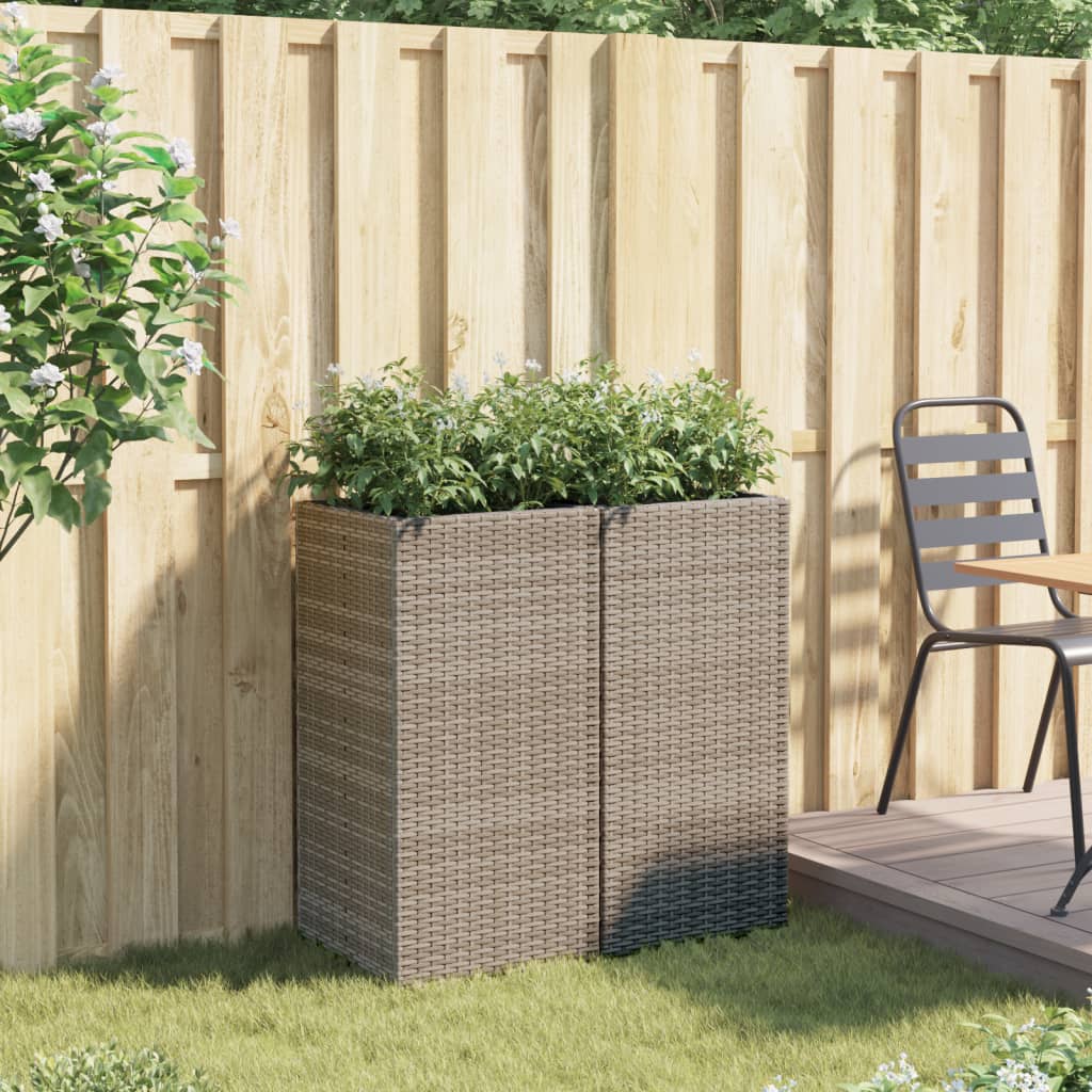 vidaXL Donice ogrodowe, 2 szt., szare, 40x40x80 cm, rattan PE