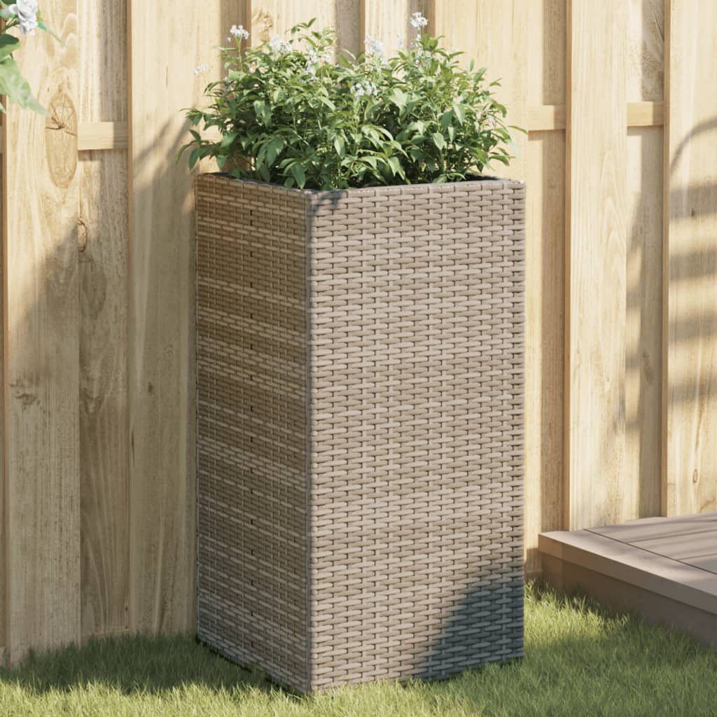 vidaXL Donice ogrodowe, 2 szt., szare, 40x40x80 cm, rattan PE