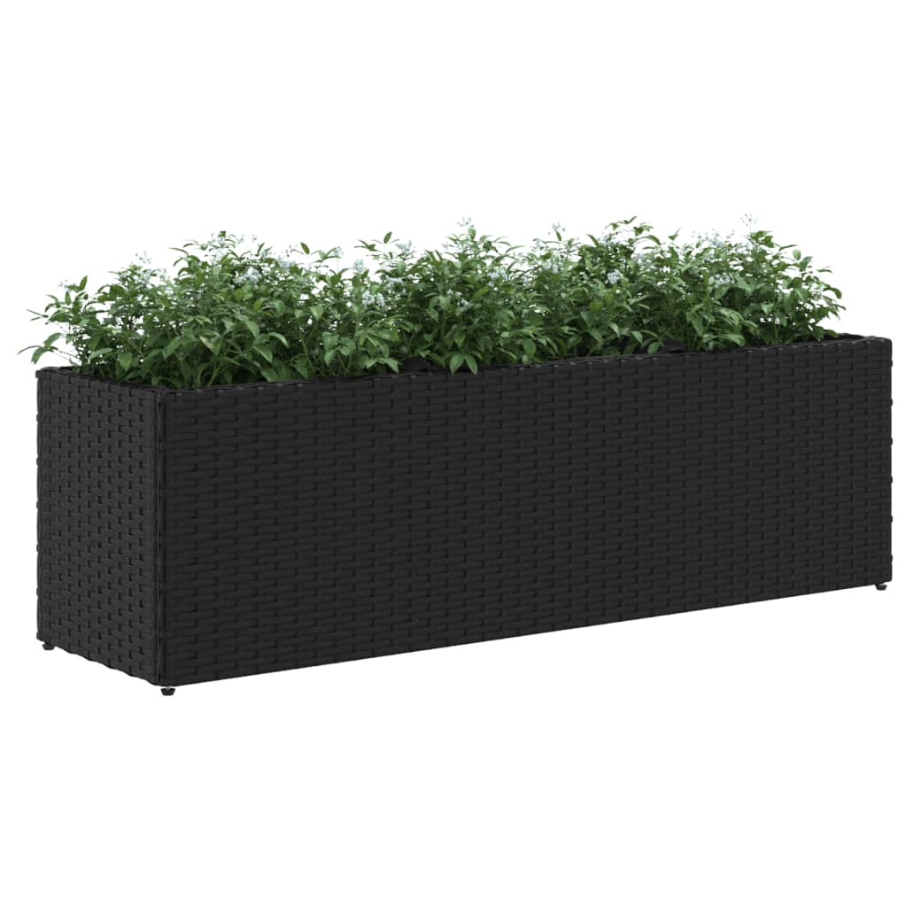 vidaXL Donice ogrodowe z 3 wkładami, 2 szt., czarne, 105x30x32 cm