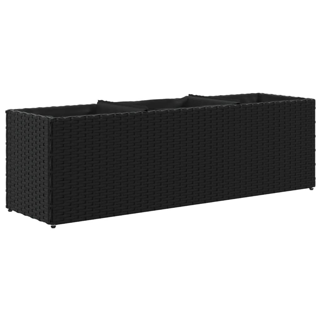 vidaXL Donice ogrodowe z 3 wkładami, 2 szt., czarne, 105x30x32 cm