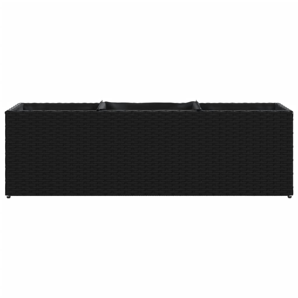 vidaXL Donice ogrodowe z 3 wkładami, 2 szt., czarne, 105x30x32 cm