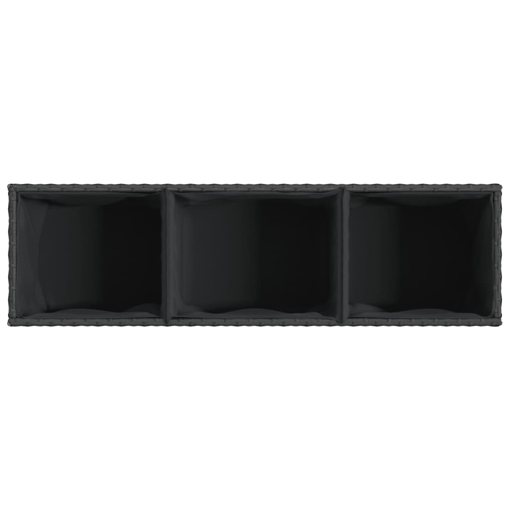 vidaXL Donice ogrodowe z 3 wkładami, 2 szt., czarne, 105x30x32 cm