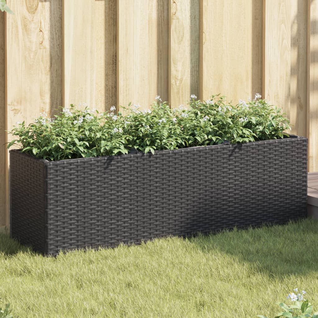 vidaXL Donice ogrodowe z 3 wkładami, 2 szt., czarne, 105x30x32 cm