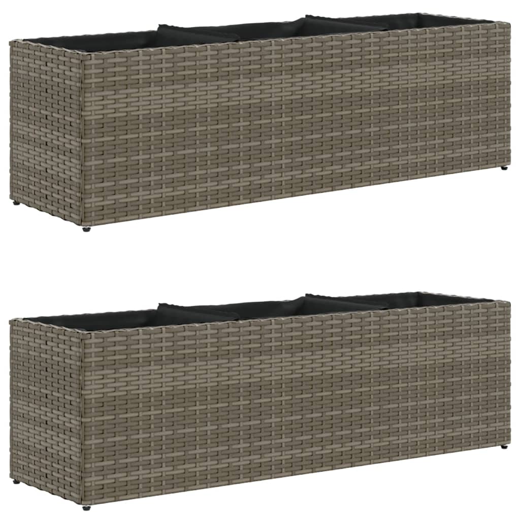 vidaXL Donice ogrodowe z 3 wkładami, 2 szt., szare, 105x30x32 cm