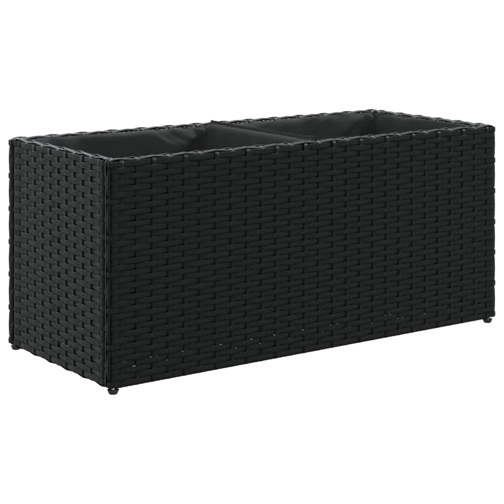 vidaXL Donice ogrodowe z 2 wkładami, 2 szt., czarne, 72x30x32 cm