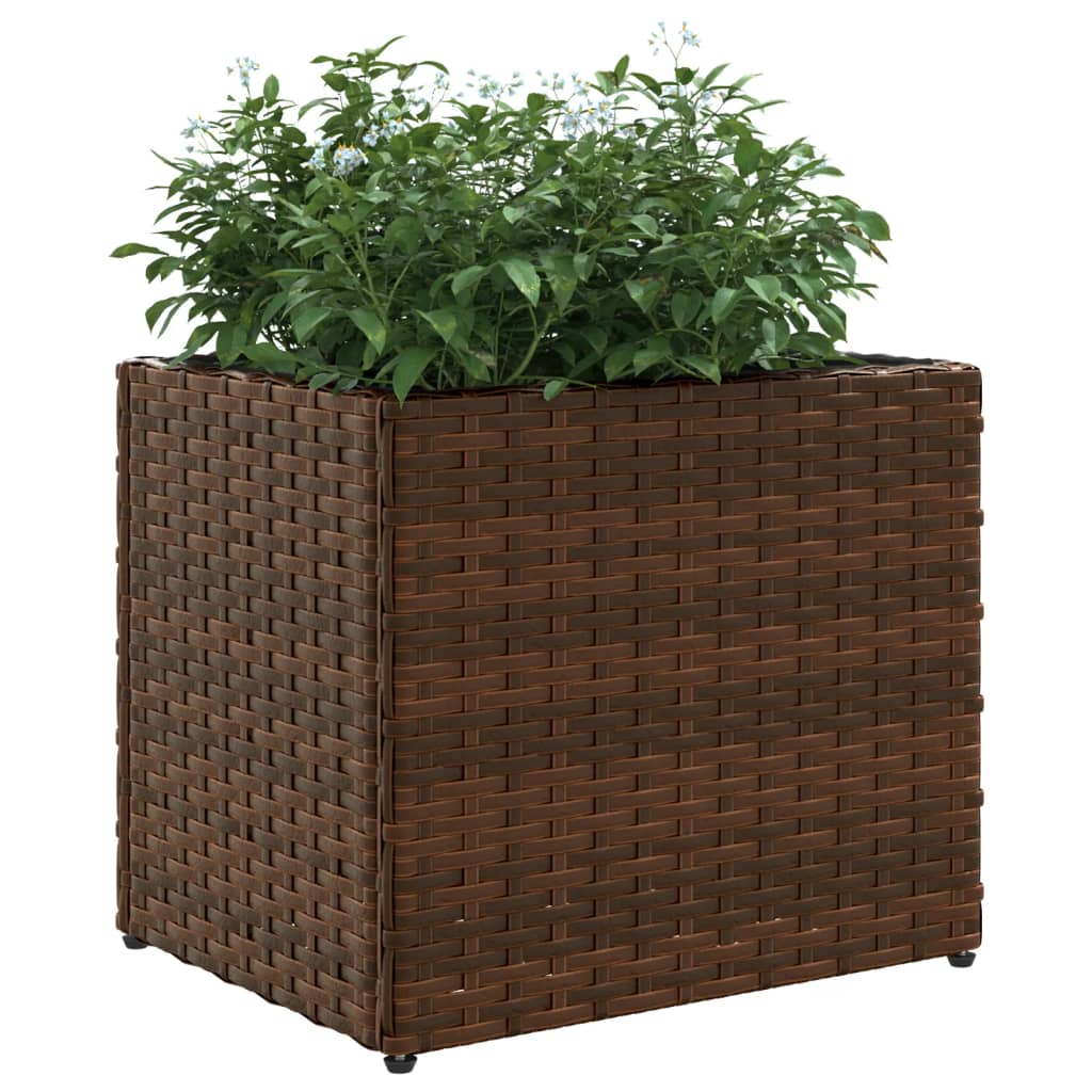 vidaXL Donice ogrodowe, 2 szt., brązowe, 36x30x32 cm, polirattan