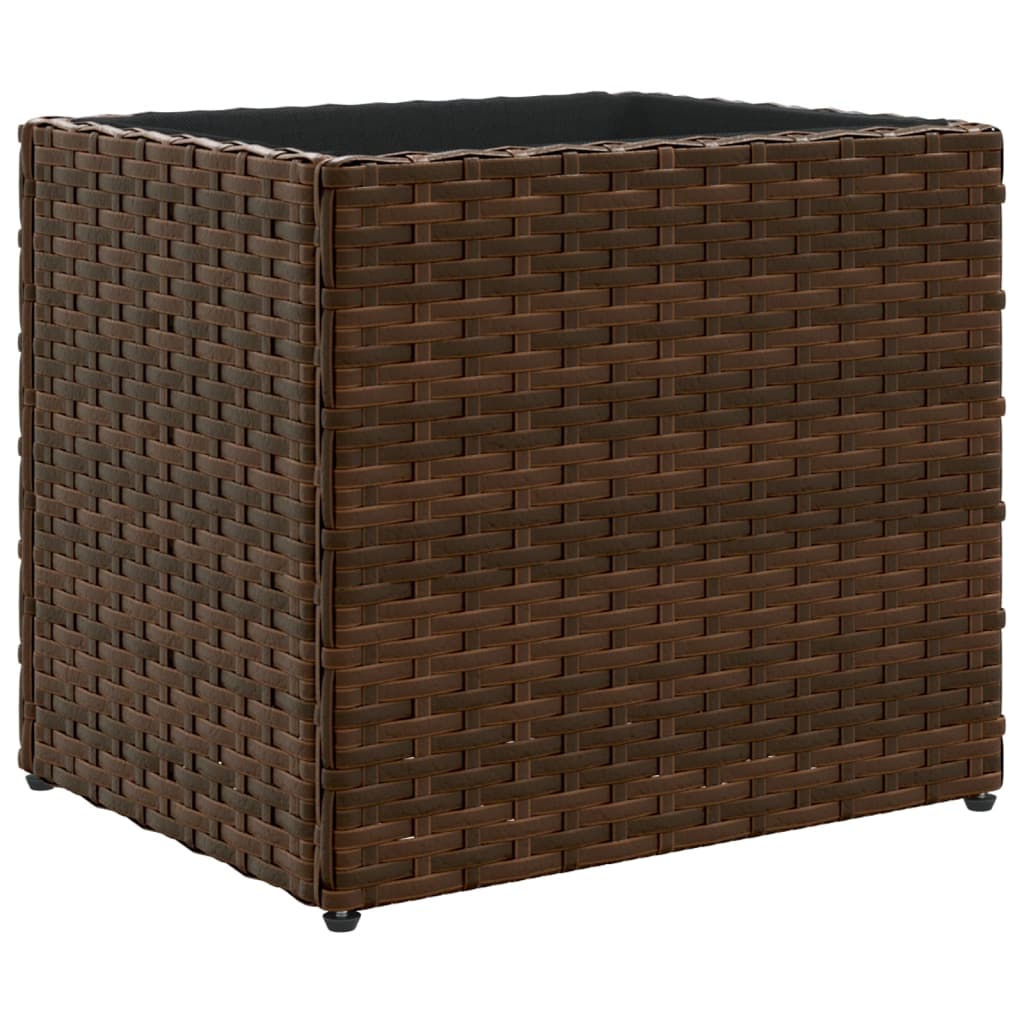 vidaXL Donice ogrodowe, 2 szt., brązowe, 36x30x32 cm, polirattan