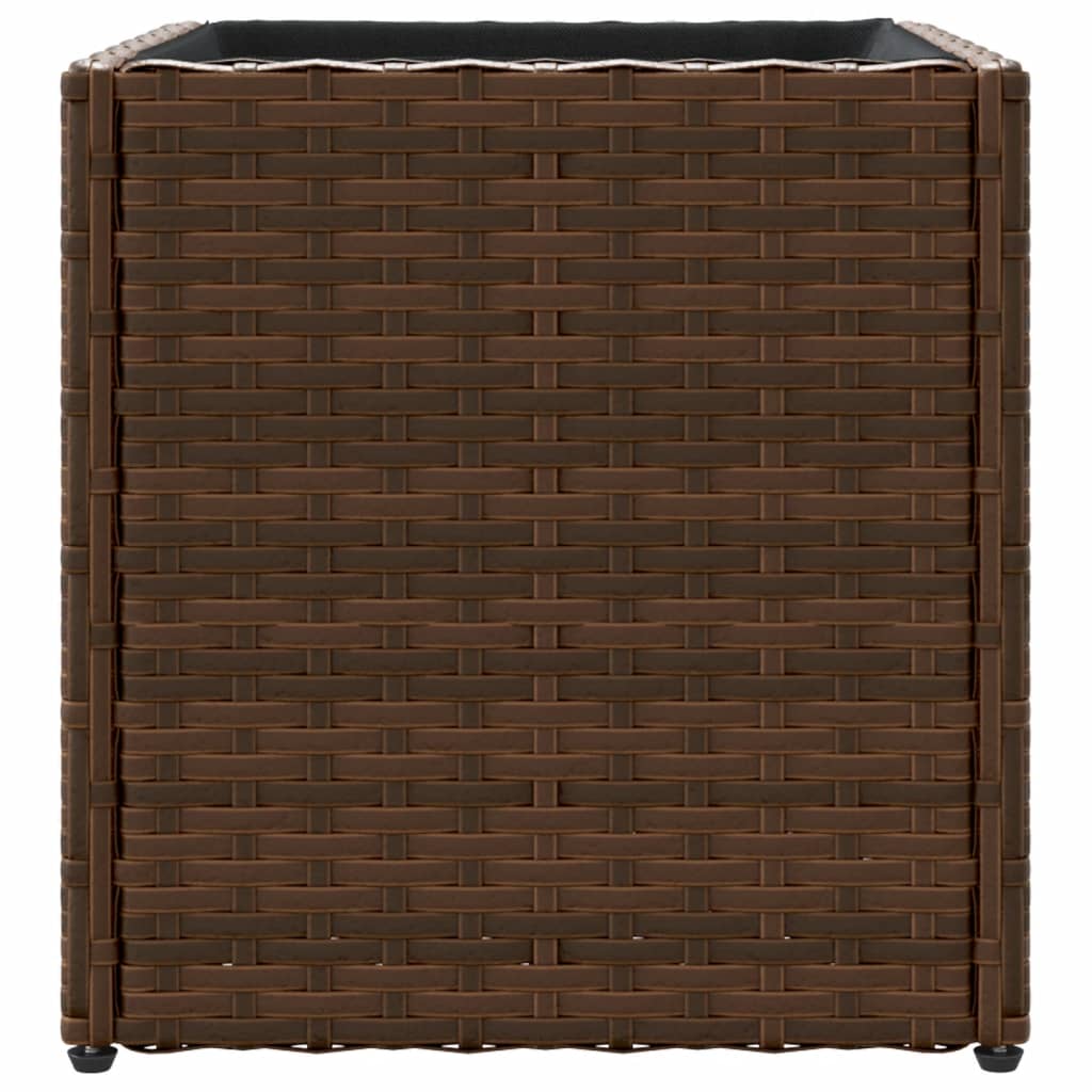vidaXL Donice ogrodowe, 2 szt., brązowe, 36x30x32 cm, polirattan