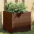 vidaXL Donice ogrodowe, 2 szt., brązowe, 36x30x32 cm, polirattan