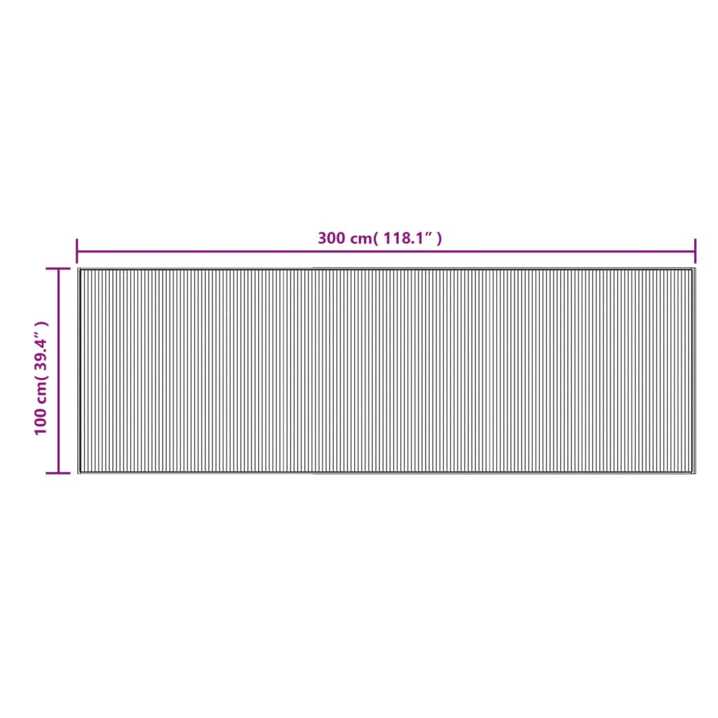 vidaXL Dywan prostokątny, szary, 100x300 cm, bambusowy