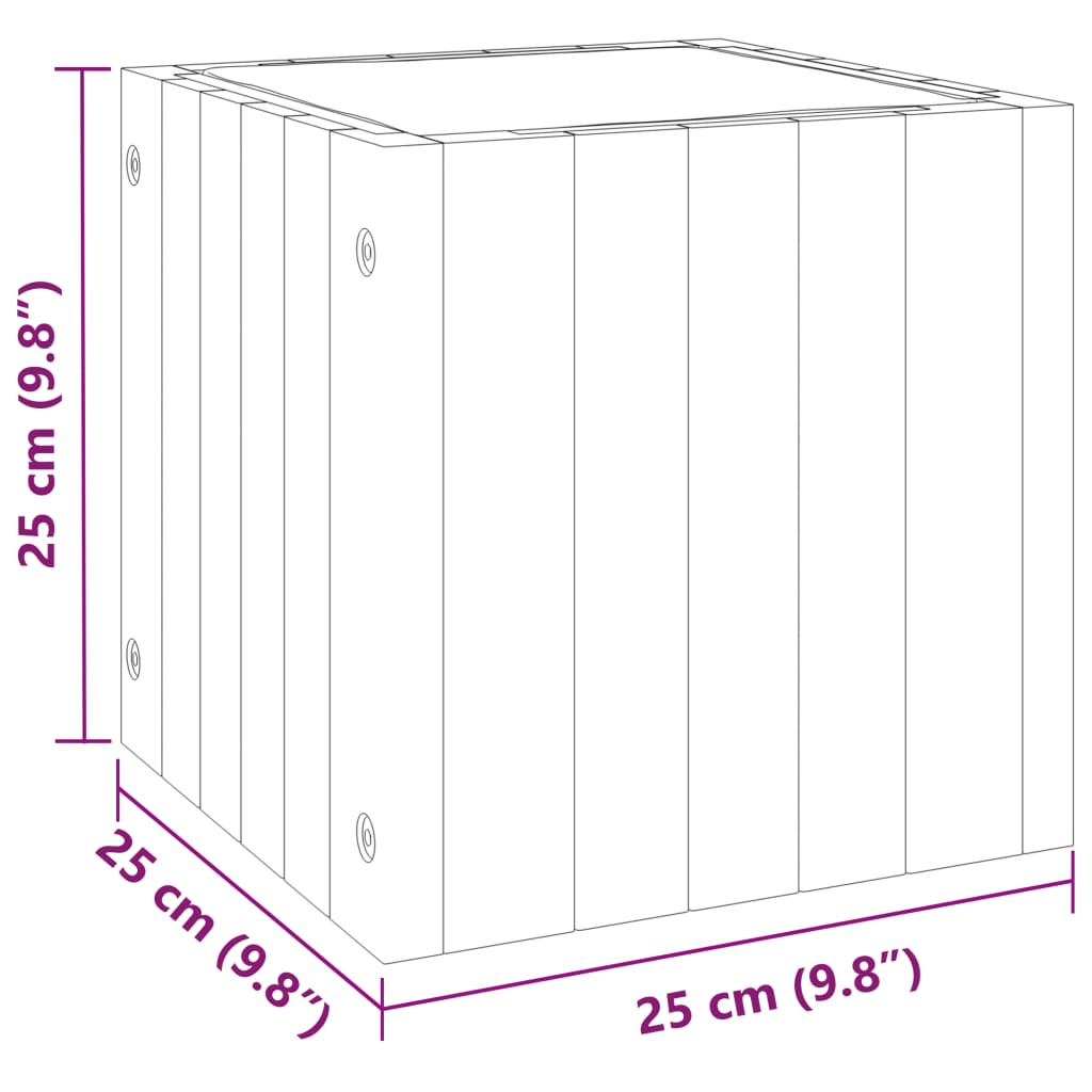 vidaXL Donica ogrodowa, 25x25x25 cm, lite drewno akacjowe