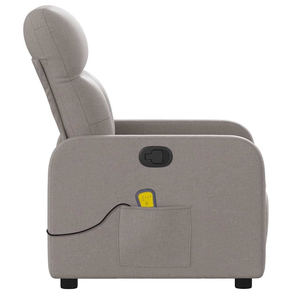 vidaXL Rozkładany fotel masujący, taupe, obity tkaniną