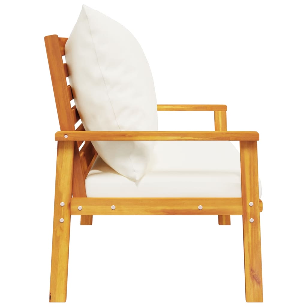 vidaXL Ławka ogrodowa, 120 cm, z poduszką, lite drewno akacjowe