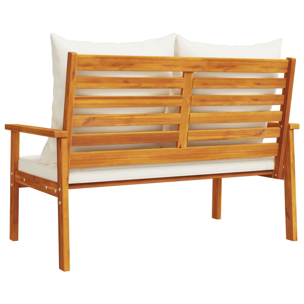 vidaXL Ławka ogrodowa, 120 cm, z poduszką, lite drewno akacjowe