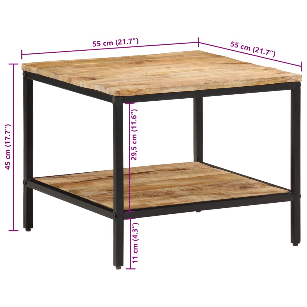vidaXL Stolik kawowy, 55x55x45 cm, surowe lite drewno mango