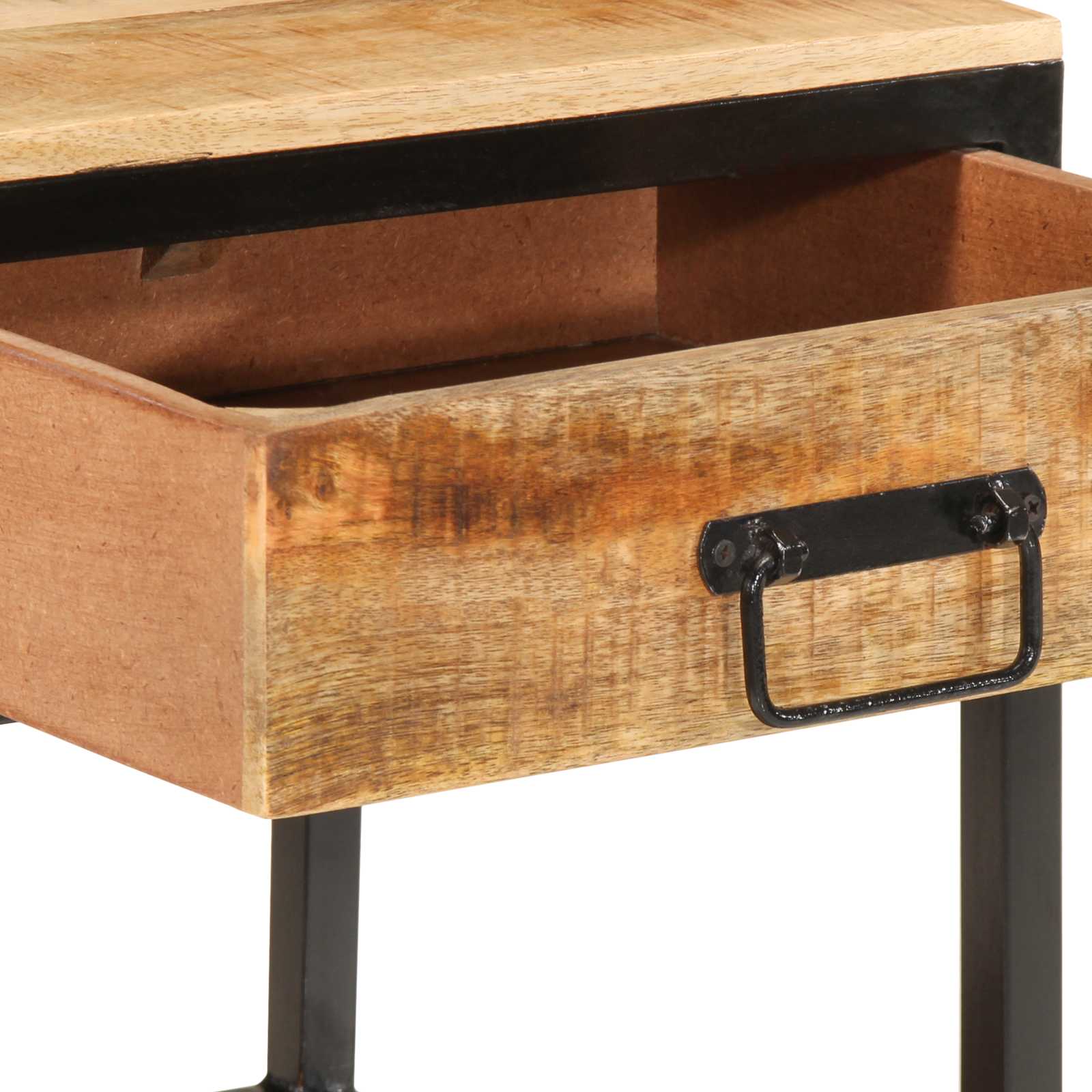 vidaXL Stolik nocny Brązowy 40 x 35 x 50 cm Lite drewno mango i metal