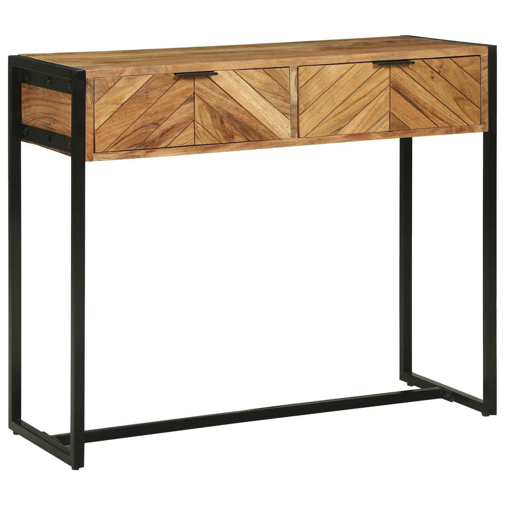 vidaXL Konsola z szufladą Brązowy 90 x 35 x 75 cm Lite Drewno Akacji