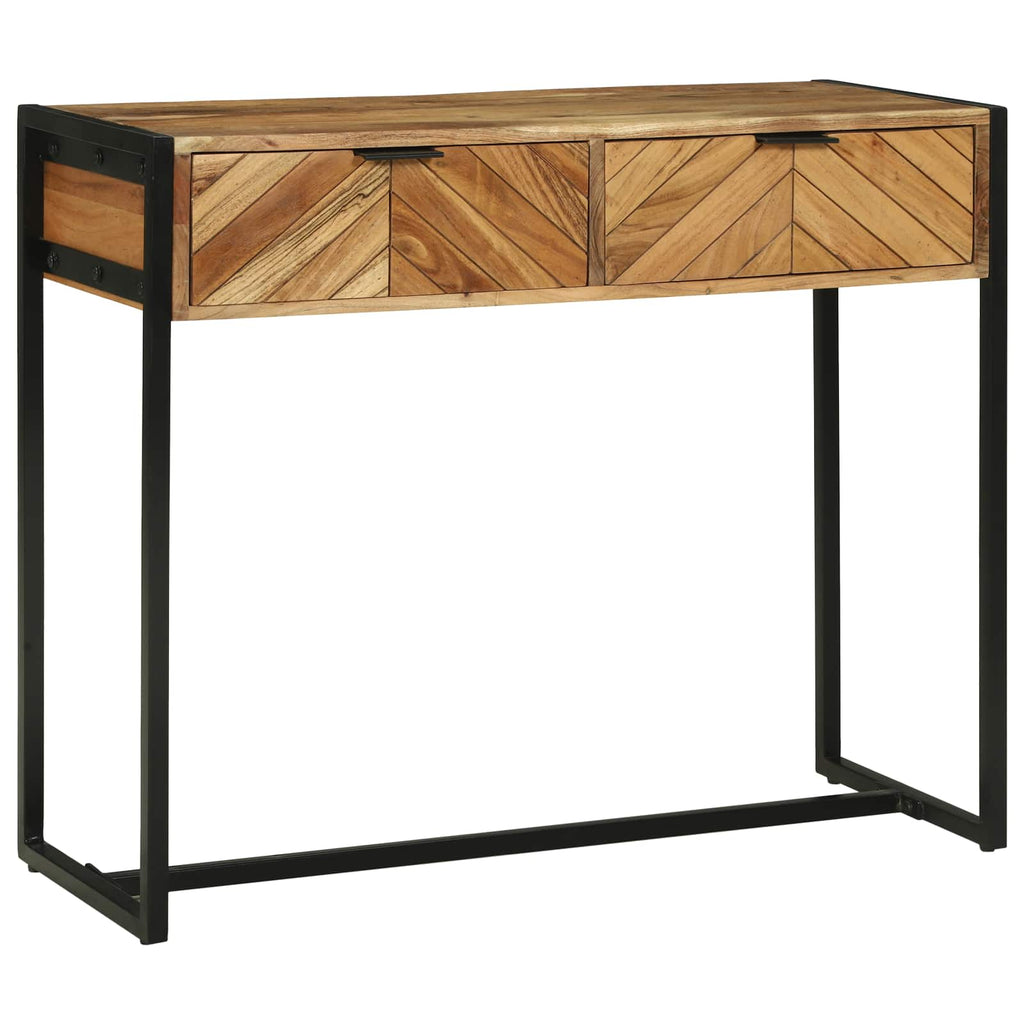 vidaXL Konsola z szufladą Brązowy 90 x 35 x 75 cm Lite Drewno Akacji
