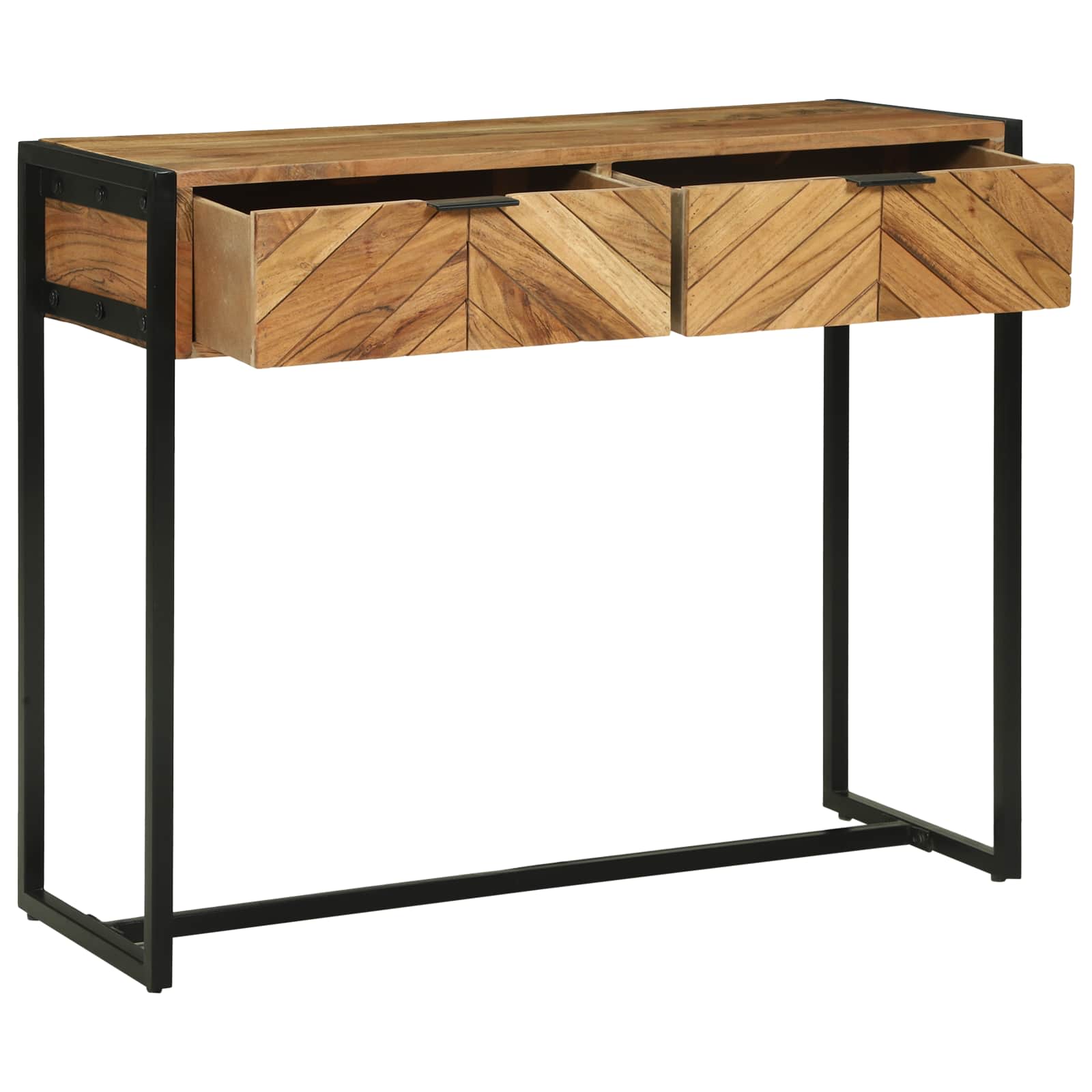 vidaXL Konsola z szufladą Brązowy 90 x 35 x 75 cm Lite Drewno Akacji