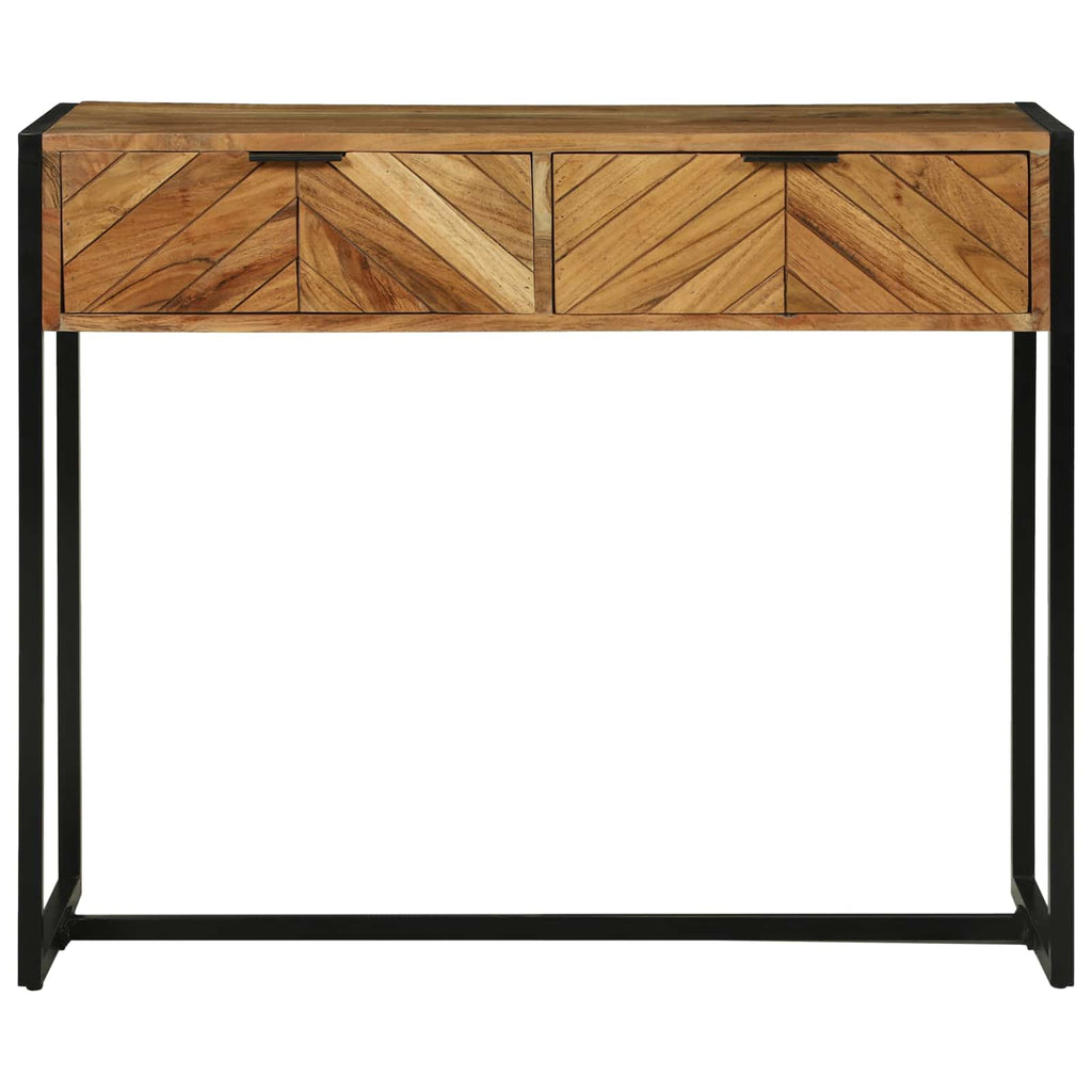 vidaXL Konsola z szufladą Brązowy 90 x 35 x 75 cm Lite Drewno Akacji