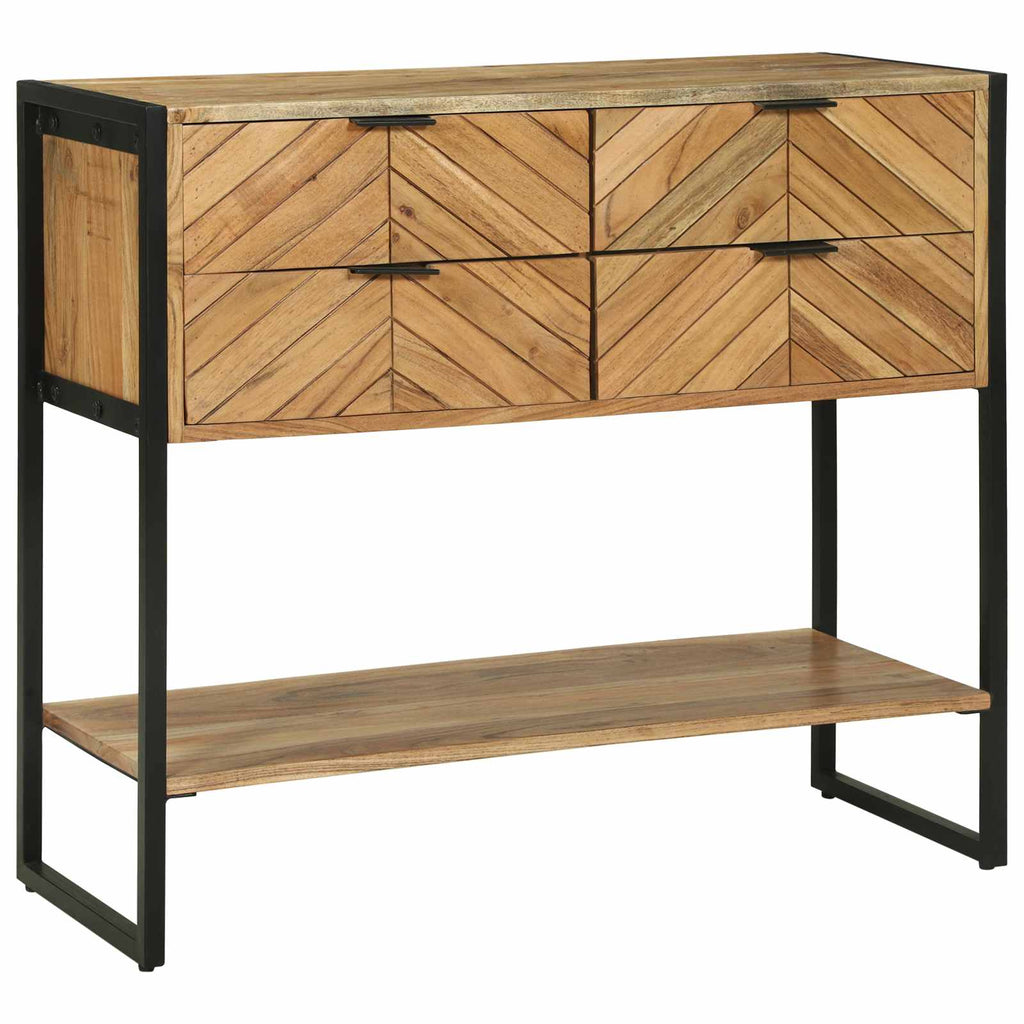 vidaXL Konsola z szufladą Brązowy 90 x 35 x 80 cm Lite Drewno Akacji