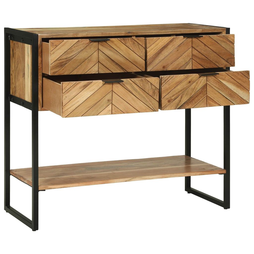 vidaXL Konsola z szufladą Brązowy 90 x 35 x 80 cm Lite Drewno Akacji