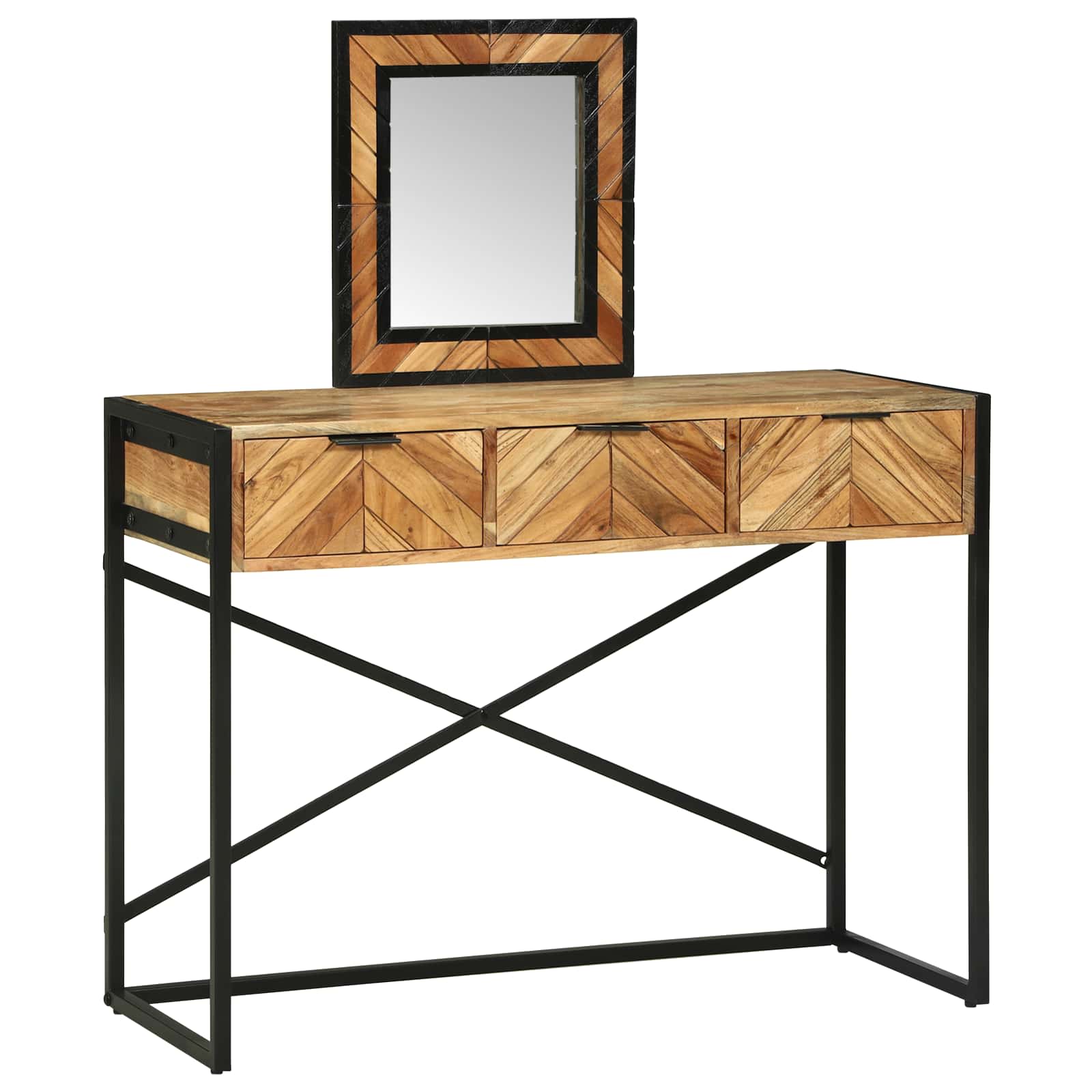 vidaXL Toaletka Z lustrem Brązowy 100 x 40 x 120 cm Lite Drewno Akacji