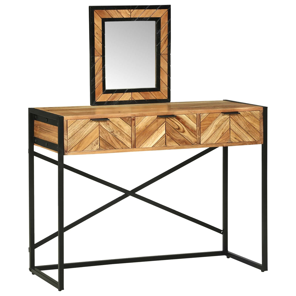 vidaXL Toaletka Z lustrem Brązowy 100 x 40 x 120 cm Lite Drewno Akacji