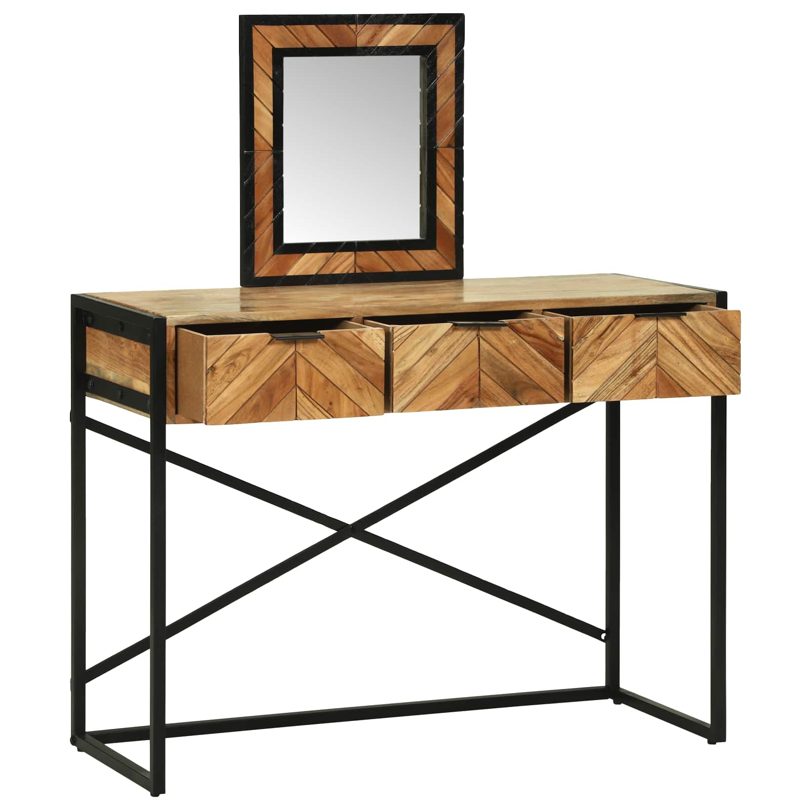 vidaXL Toaletka Z lustrem Brązowy 100 x 40 x 120 cm Lite Drewno Akacji