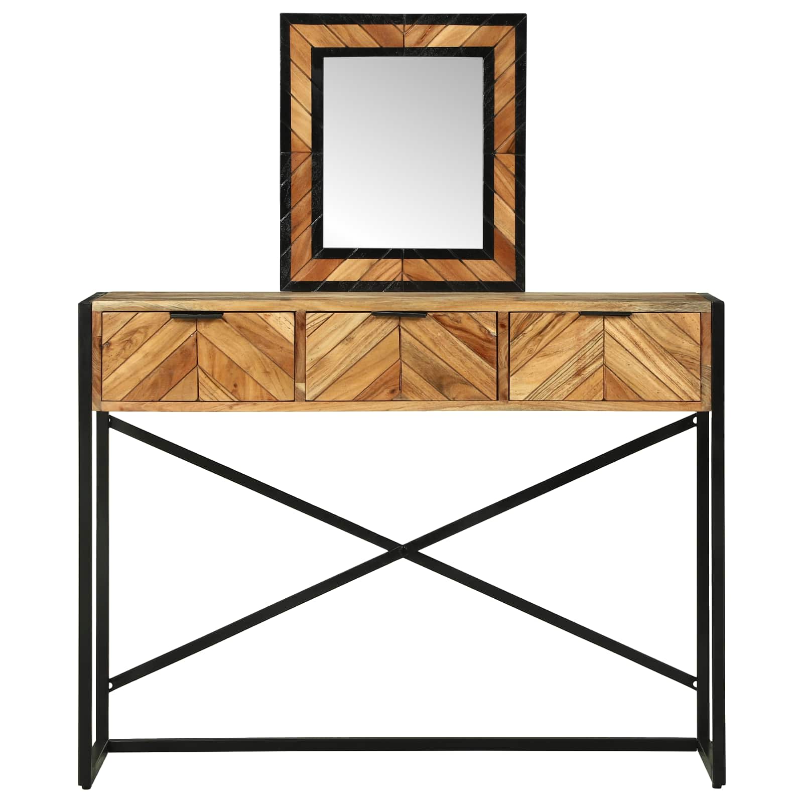 vidaXL Toaletka Z lustrem Brązowy 100 x 40 x 120 cm Lite Drewno Akacji