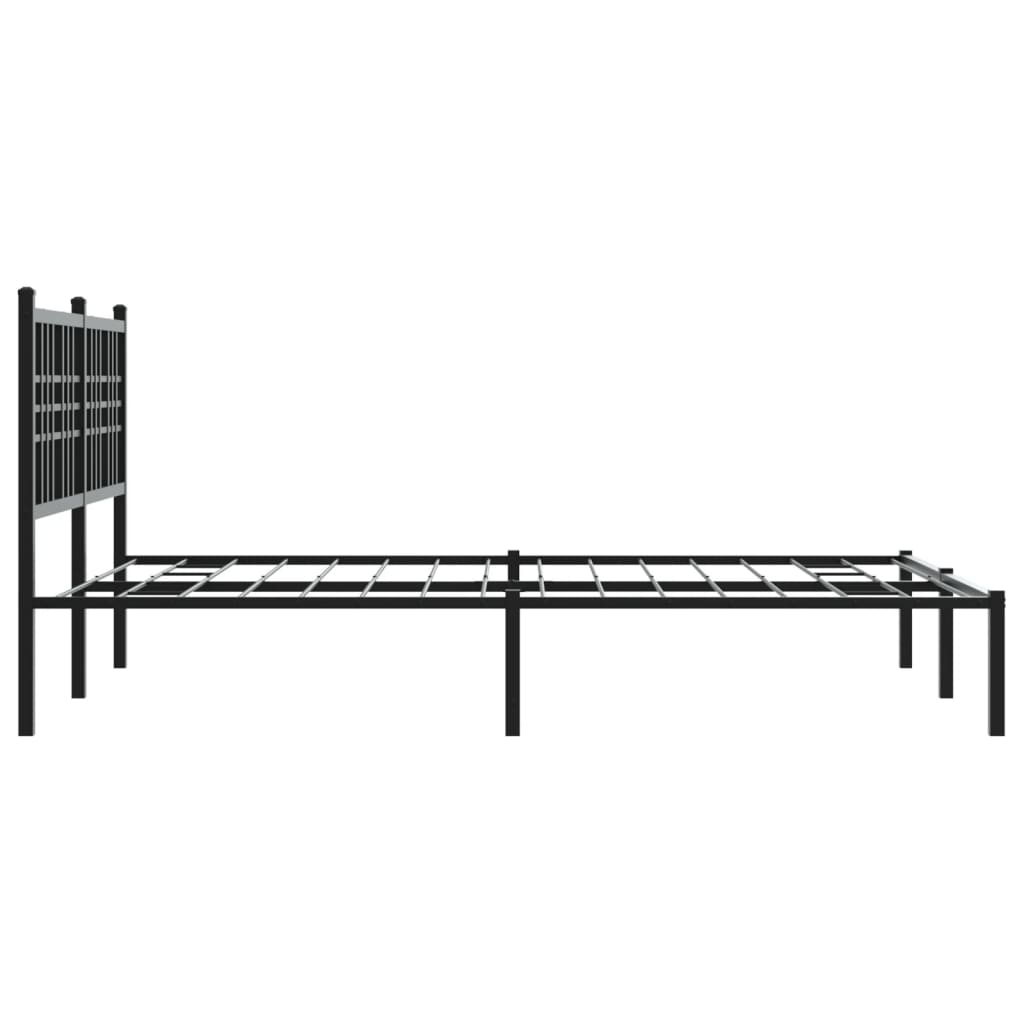 vidaXL Metalowa rama łóżka z wezgłowiem, czarna, 135x190 cm