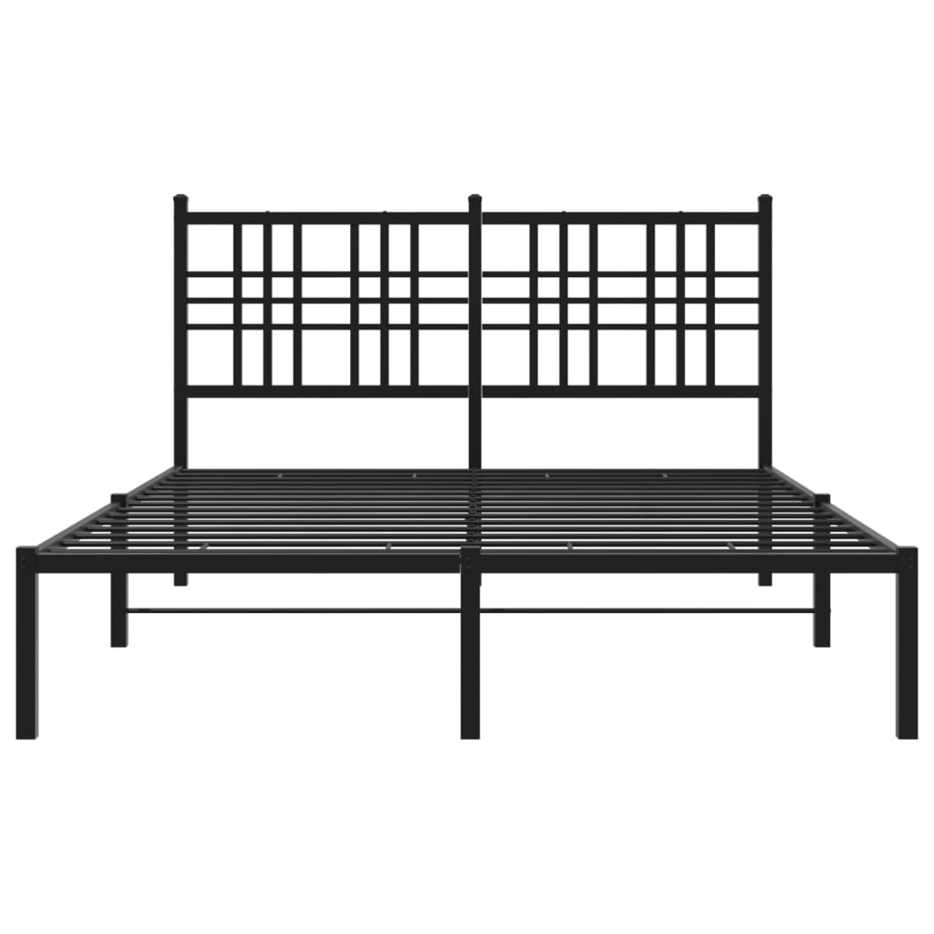 vidaXL Metalowa rama łóżka z wezgłowiem, czarna, 140x190 cm