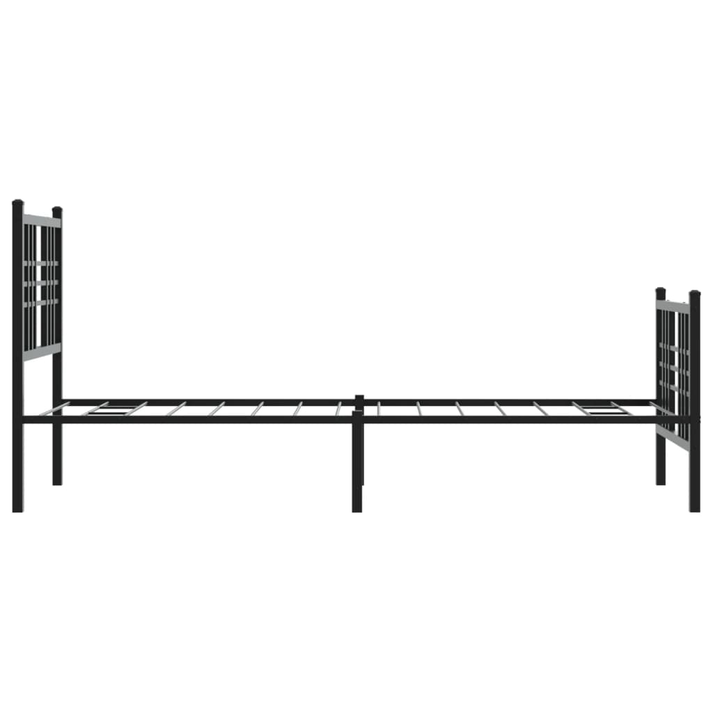 vidaXL Metalowa rama łóżka z wezgłowiem i zanóżkiem, czarna, 80x200 cm