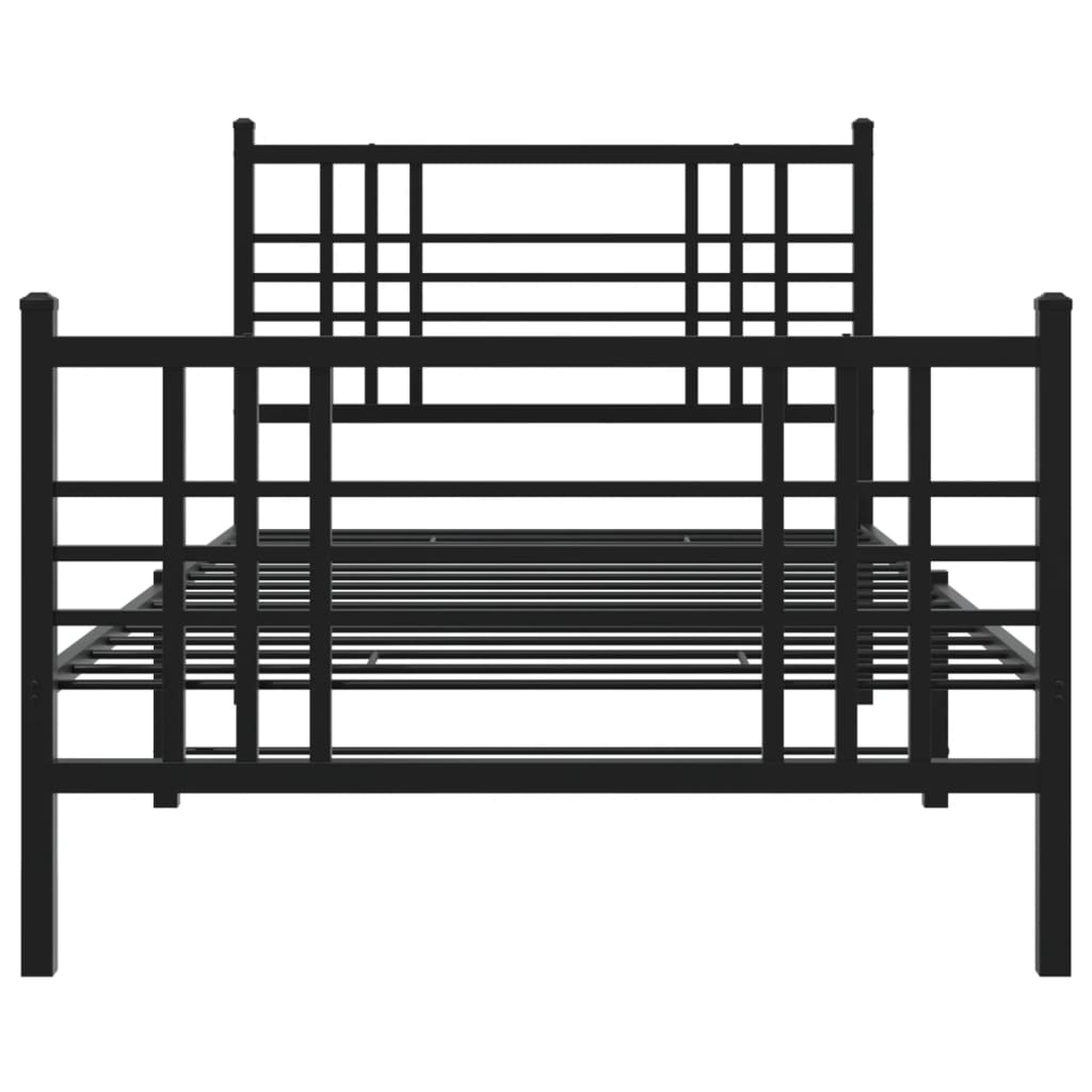 vidaXL Metalowa rama łóżka z wezgłowiem i zanóżkiem, czarna, 90x190 cm