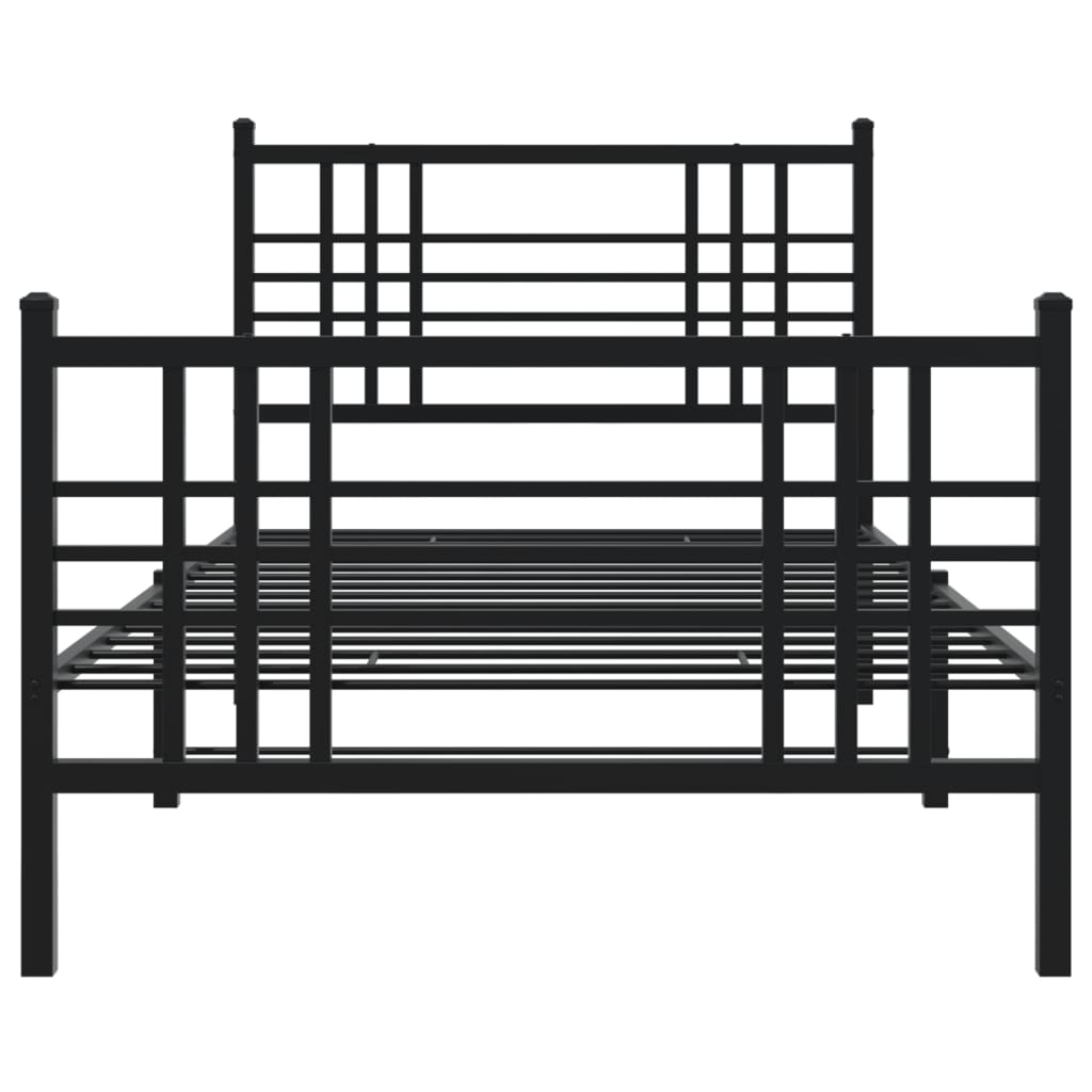 vidaXL Metalowa rama łóżka z wezgłowiem i zanóżkiem, czarna, 90x200 cm
