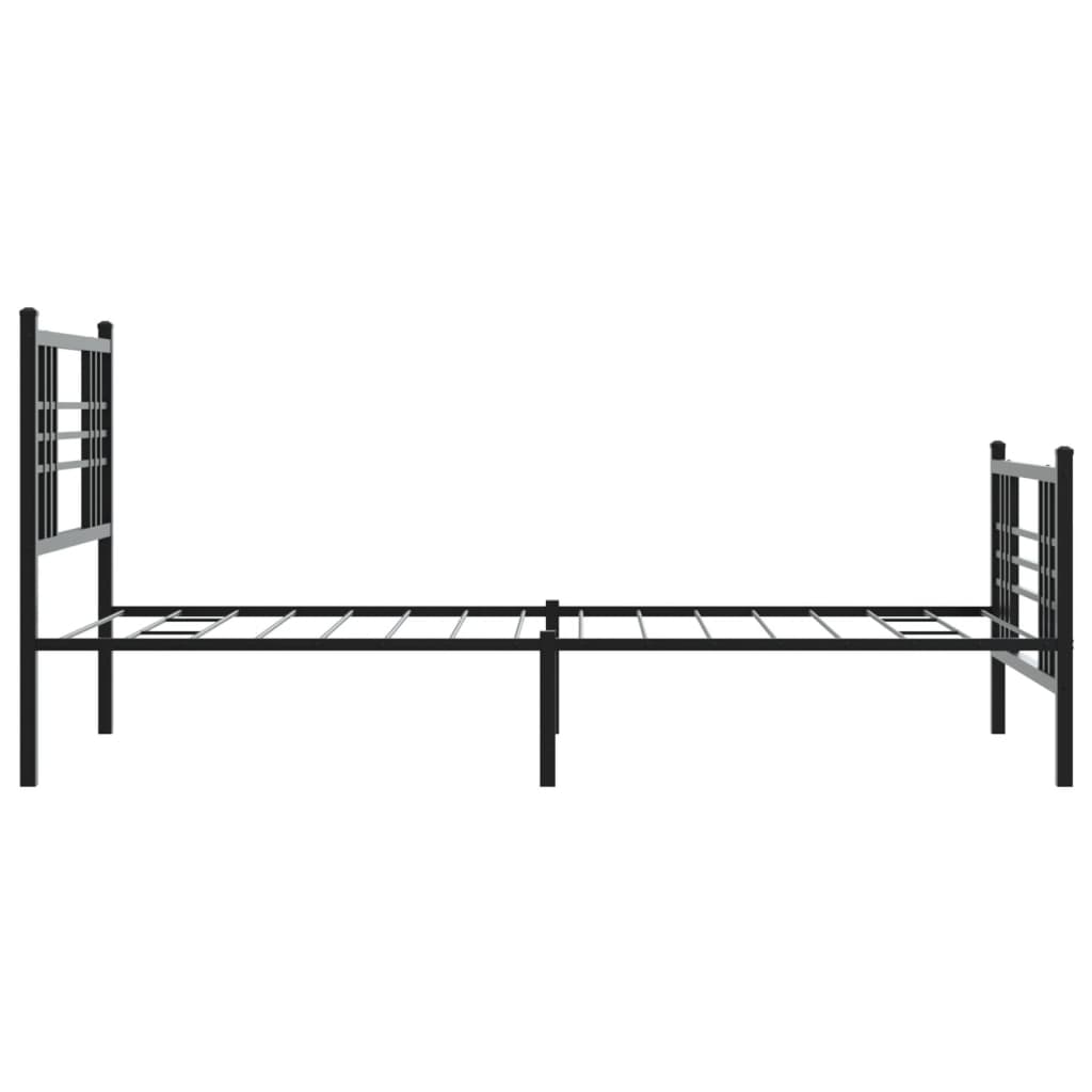 vidaXL Metalowa rama łóżka z wezgłowiem i zanóżkiem, czarna, 90x200 cm