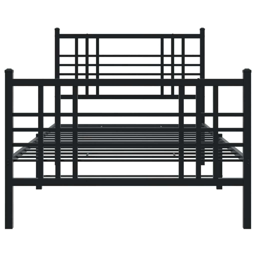 vidaXL Metalowa rama łóżka z wezgłowiem i zanóżkiem, czarna, 100x200cm