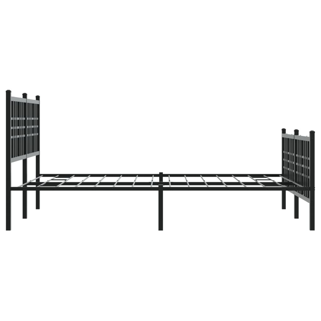 vidaXL Metalowa rama łóżka z wezgłowiem i zanóżkiem, czarna, 120x190cm