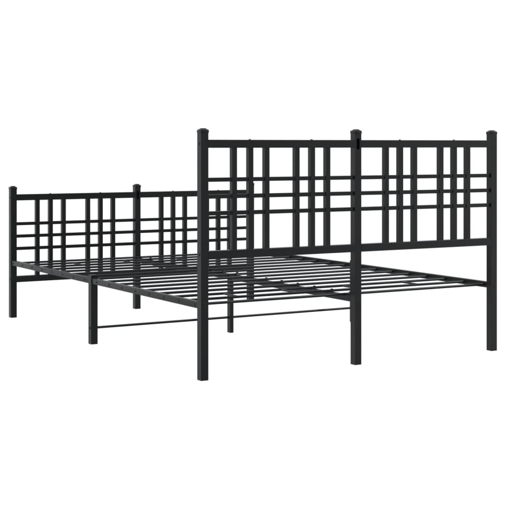 vidaXL Metalowa rama łóżka z wezgłowiem i zanóżkiem, czarna, 120x190cm