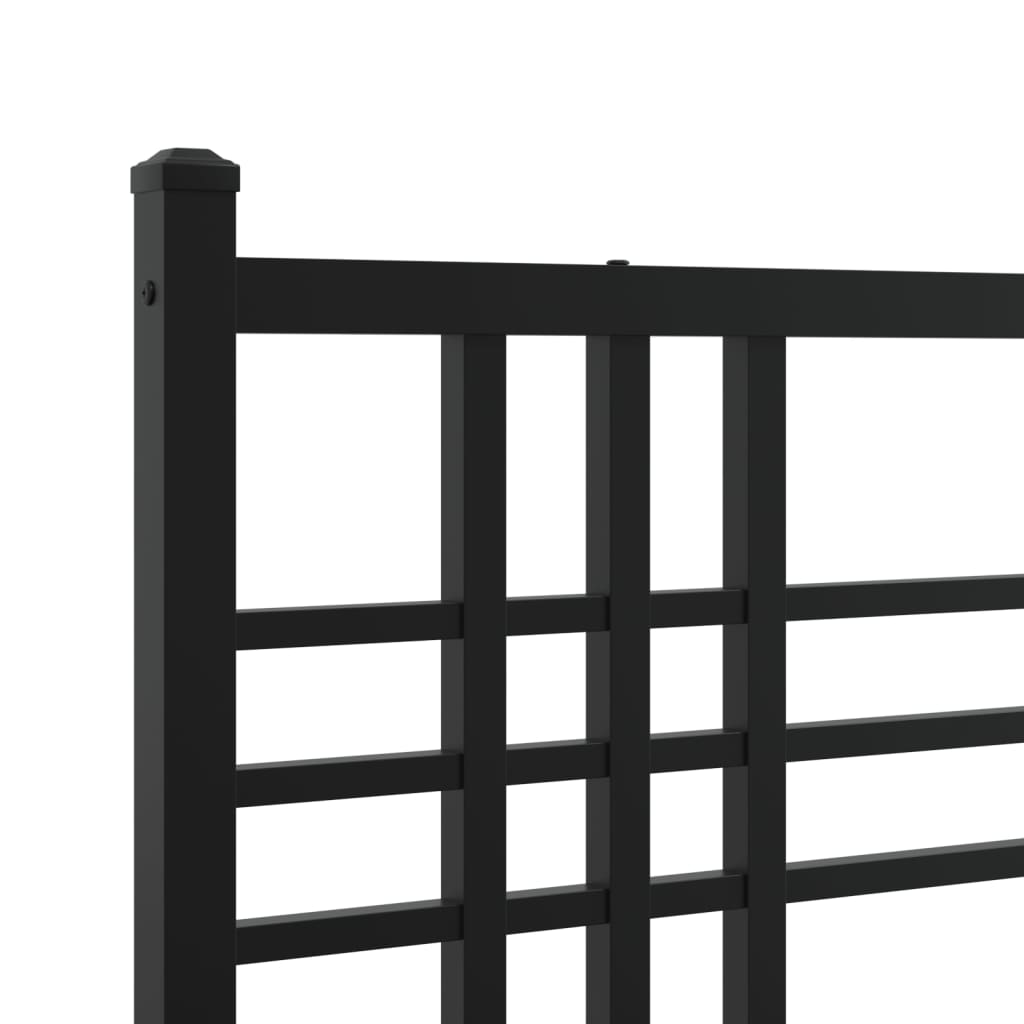 vidaXL Metalowa rama łóżka z wezgłowiem i zanóżkiem, czarna, 120x190cm