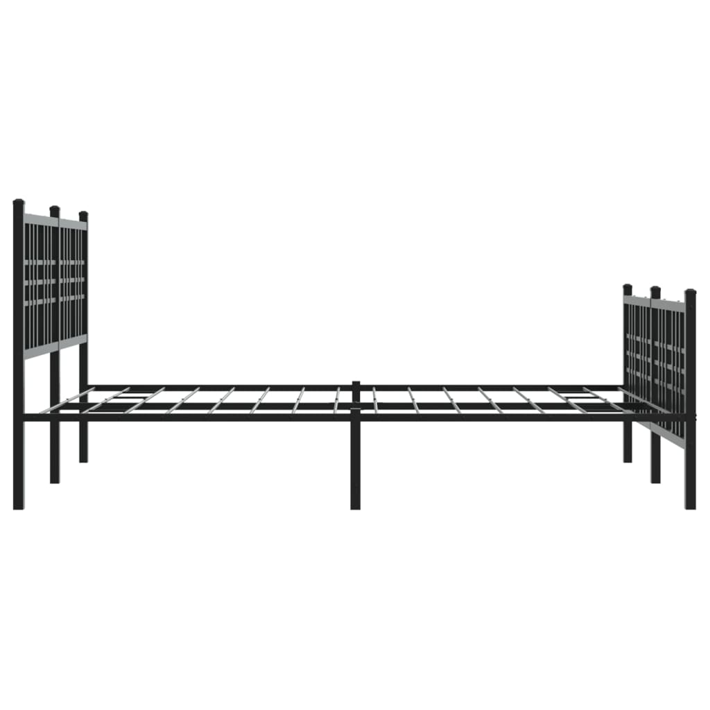 vidaXL Metalowa rama łóżka z wezgłowiem i zanóżkiem, czarna, 137x190cm