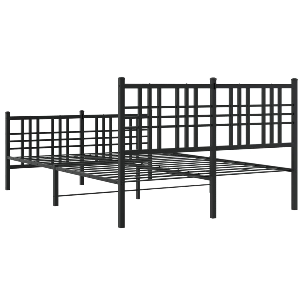 vidaXL Metalowa rama łóżka z wezgłowiem i zanóżkiem, czarna, 140x190cm