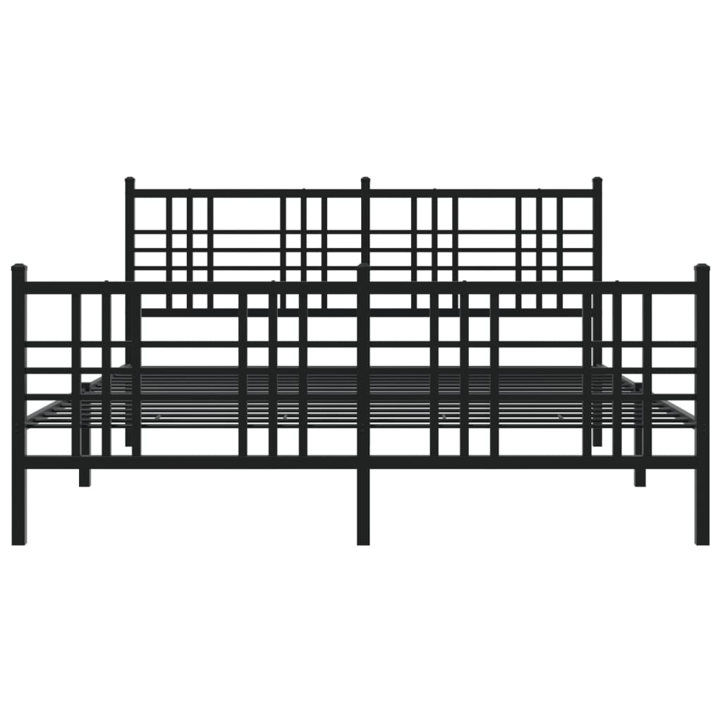 vidaXL Metalowa rama łóżka z wezgłowiem i zanóżkiem, czarna, 150x200cm