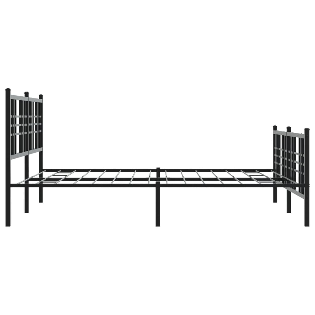 vidaXL Metalowa rama łóżka z wezgłowiem i zanóżkiem, czarna, 150x200cm