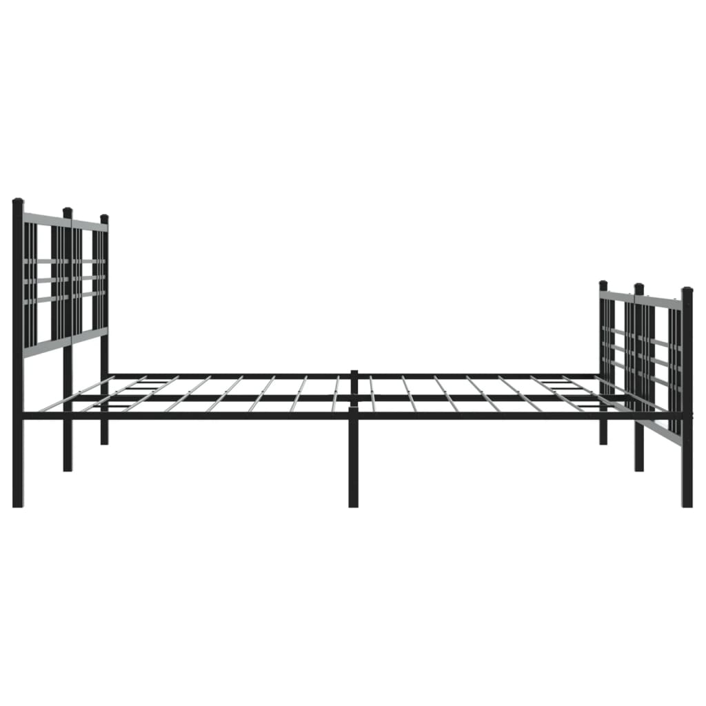 vidaXL Metalowa rama łóżka z wezgłowiem i zanóżkiem, czarna, 200x200cm