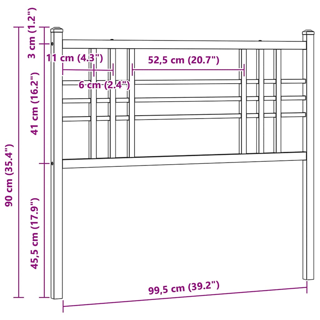 vidaXL Metalowe wymienne wezgłowie, czarne, 100 cm